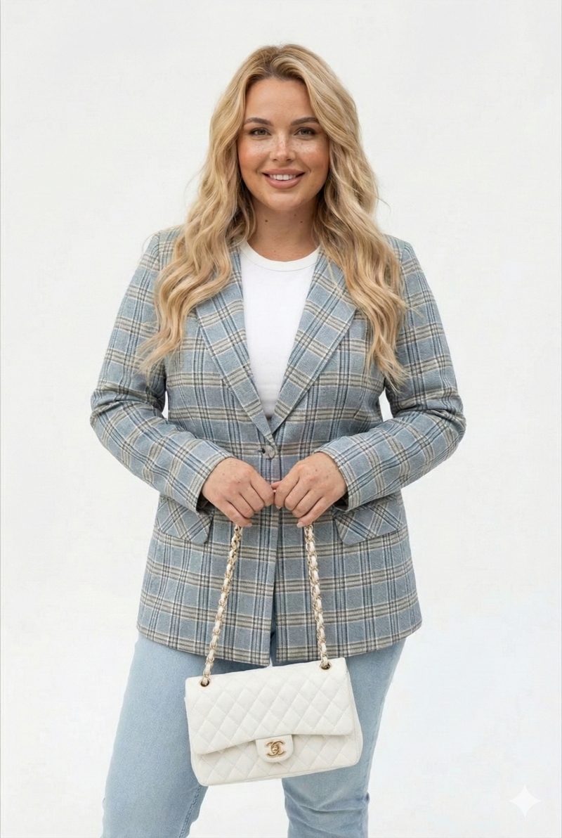 MARYNARKA AZALIA NIEBIESKA KRATKA