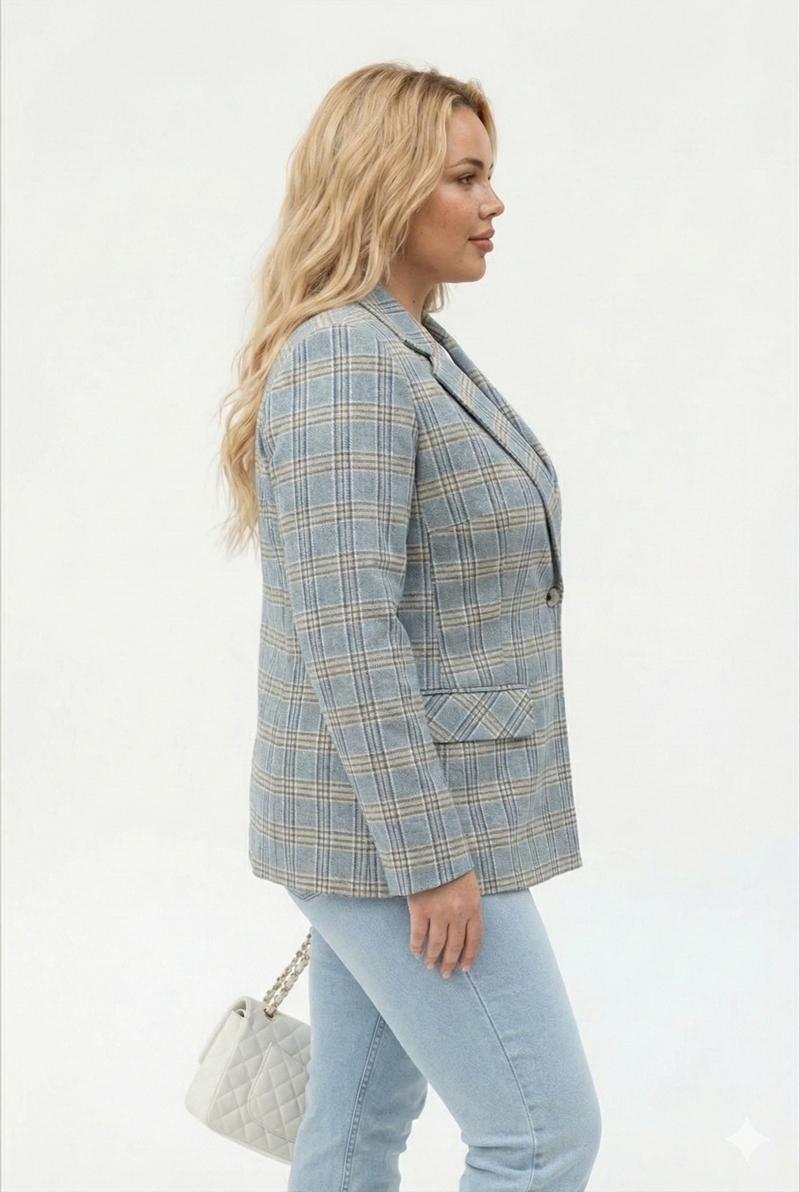 MARYNARKA AZALIA NIEBIESKA KRATKA - miniatura 2